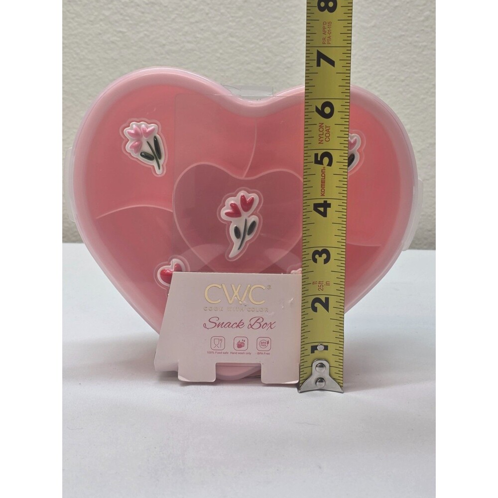 CWC Pink Heart Shaped Snack Box Divided Food Container Vanity Storage Organizer - Picture 2 of 3